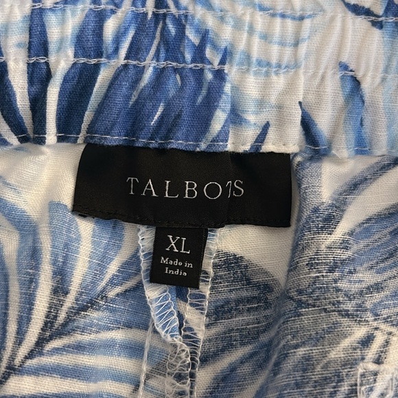 Talbots Blue & White Tropical Hawaiian Linen Blend Summer Vacation Shorts XL - Picture 5 of 6